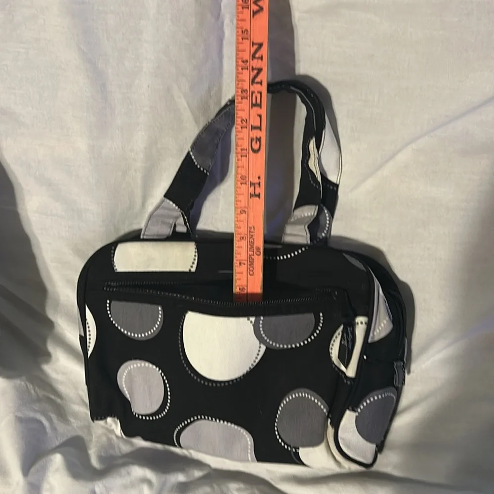 “31”travel Happy Dot makeup bag vinyl lined zip close,1 outside1 inside pocket